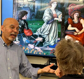 Participants and educators interacting and making art