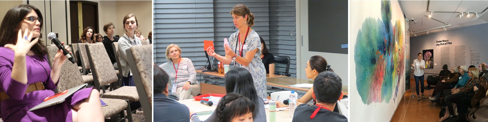 Participants and educators interacting and making art